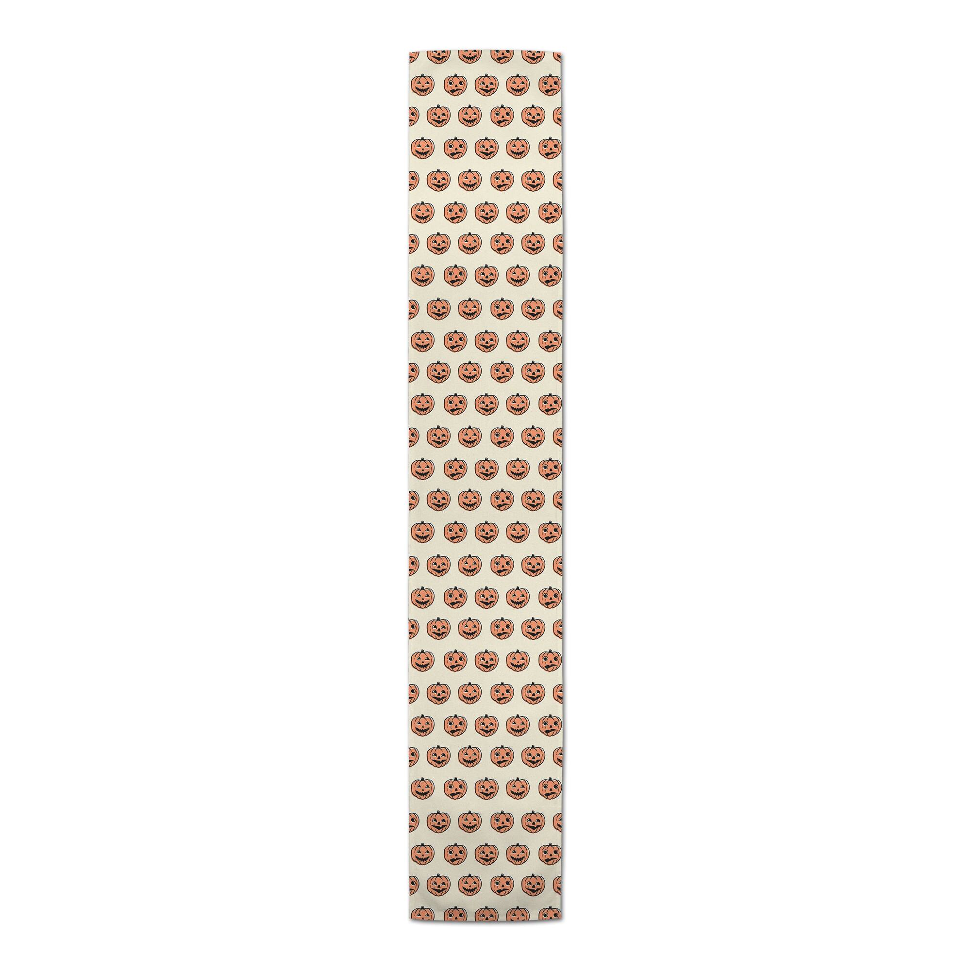 72" Trick or Treat Pumpkins Poly Twill Table Runner